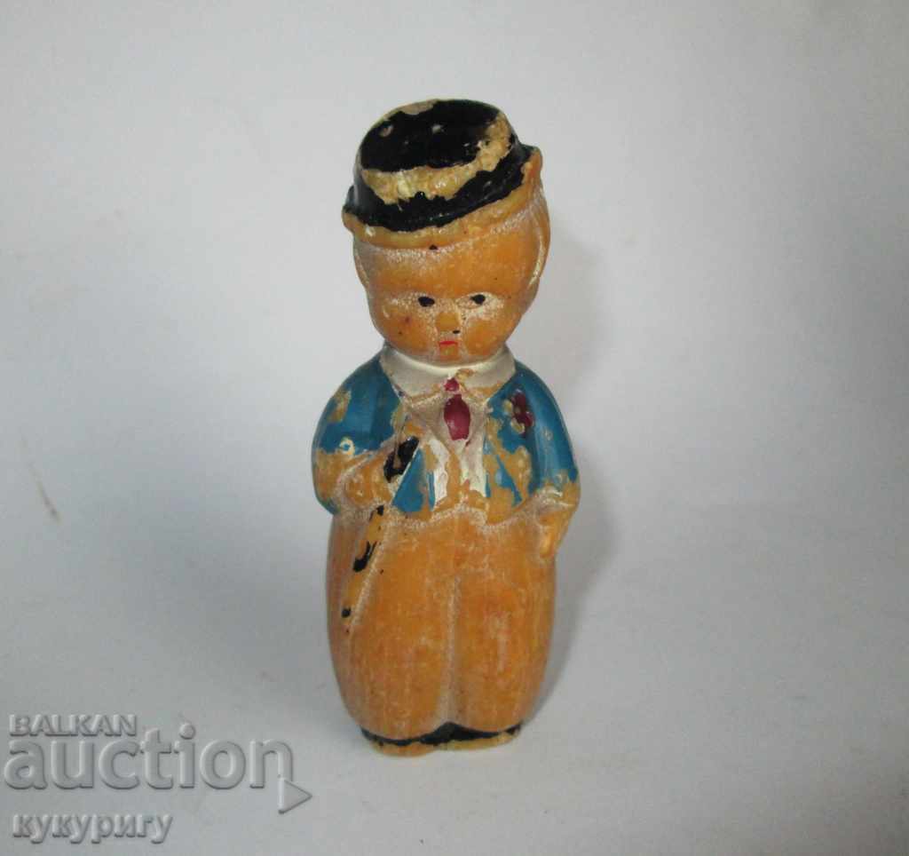 Викторианска стара малка детска Восъчна кукла играчка Момче