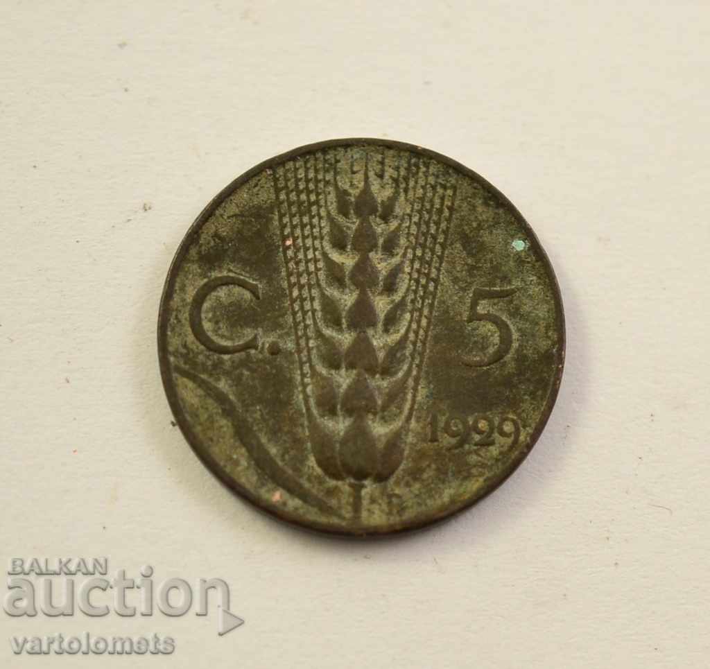 5 Centesimi 1929, фашистка Италия