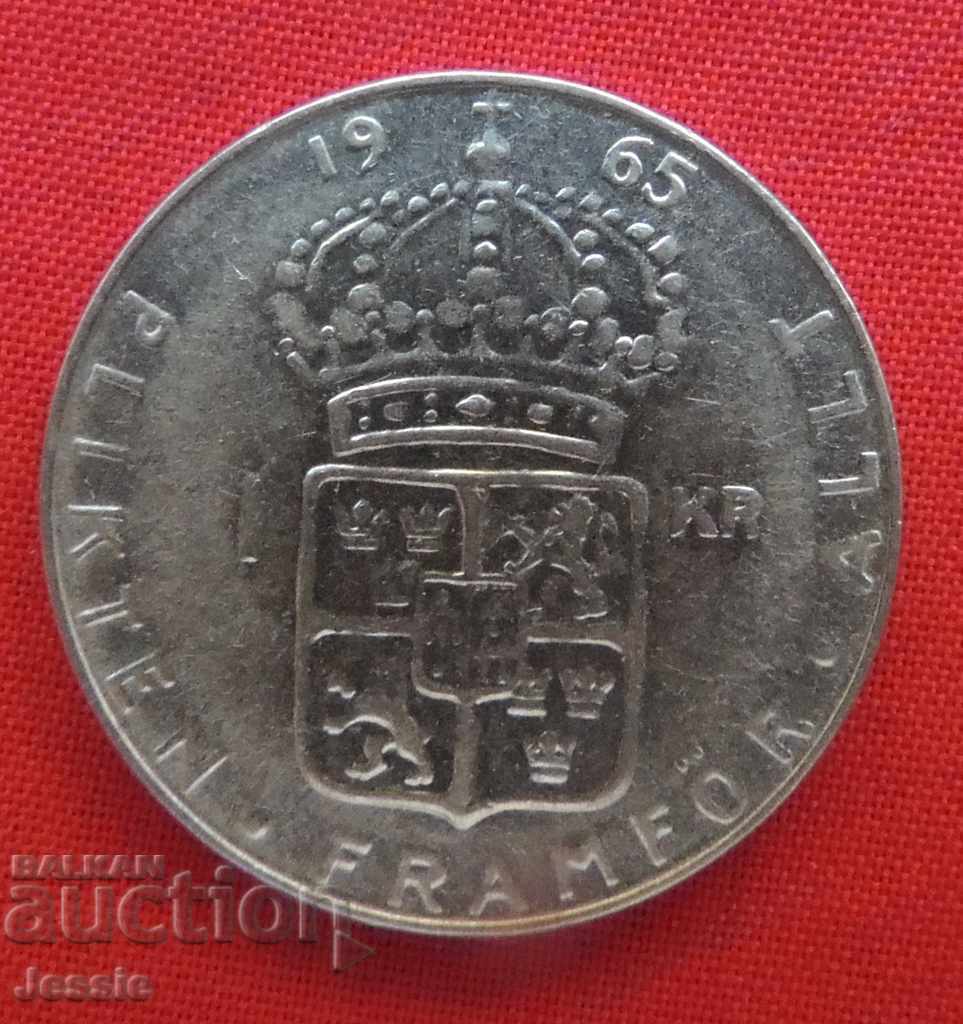1 coroană Suedia 1965 argint