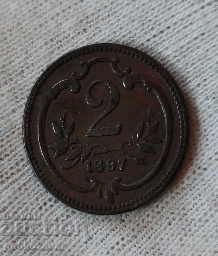 Austria 2 Heller 1897 K # 2