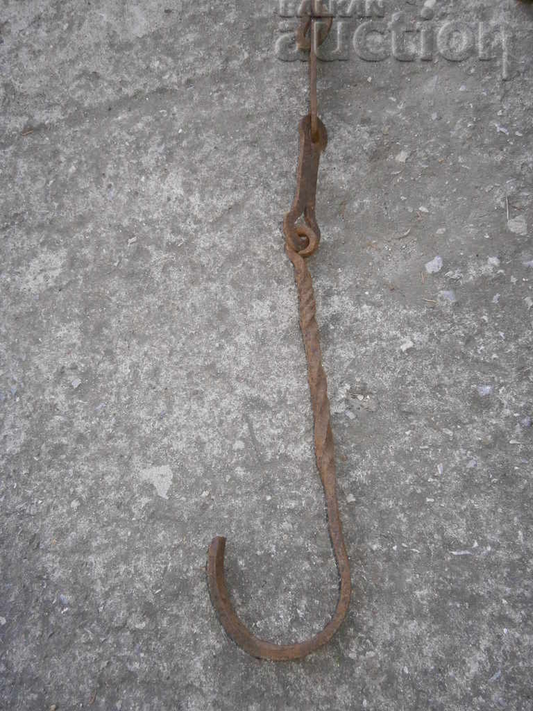 Old forged chain with hook, hearth for hearth chain hook with price 51.00 BGN | € 26.08 Old forged chain with hook, hearth for hearth chain hook with price 51.00 BGN | € 26.08