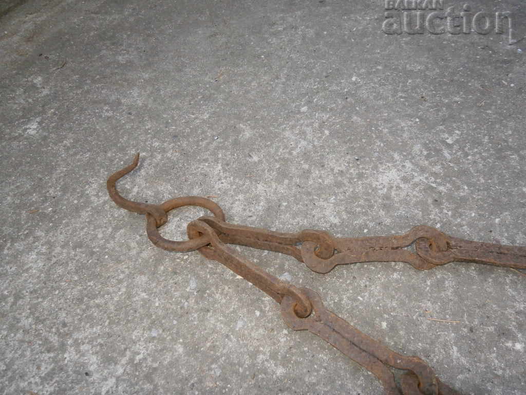 Delivery of Old forged chain with hook, hearth for hearth chain hook Delivery of Old forged chain with hook, hearth for hearth chain hook
