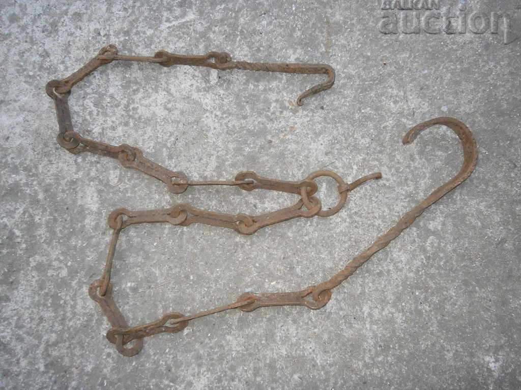 Old forged chain with hook, hearth for hearth chain hook - 5 Old forged chain with hook, hearth for hearth chain hook - 5