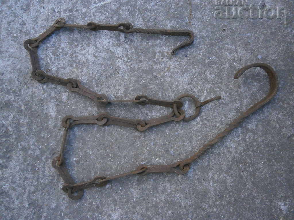Old forged chain with hook, hearth for hearth chain hook - 6 Old forged chain with hook, hearth for hearth chain hook - 6