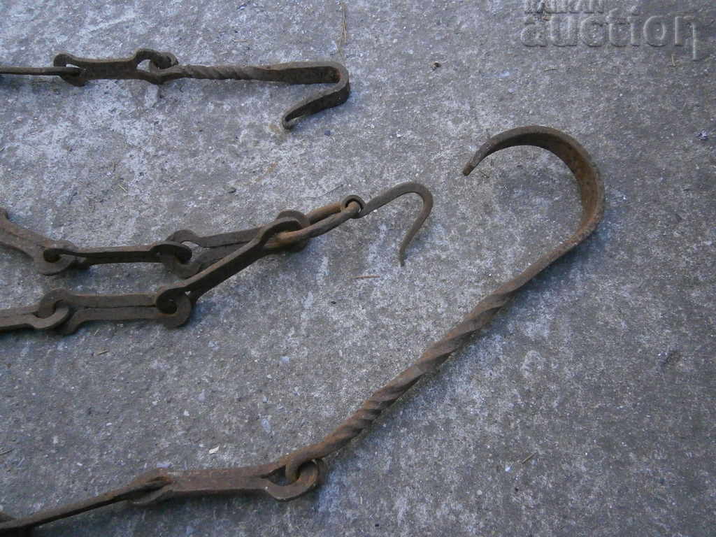 Old forged chain with hook, hearth for hearth chain hook - 7 Old forged chain with hook, hearth for hearth chain hook - 7