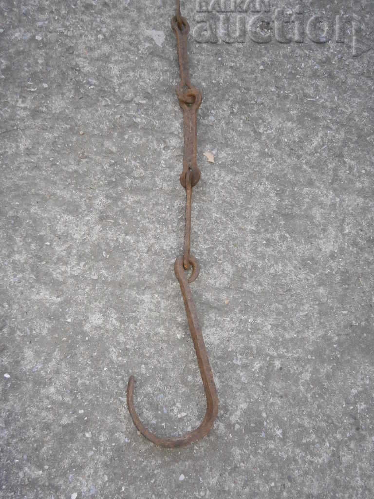 Auction Old wrought chain with hook, hook for hearth hooks chain Auction Old wrought chain with hook, hook for hearth hooks chain