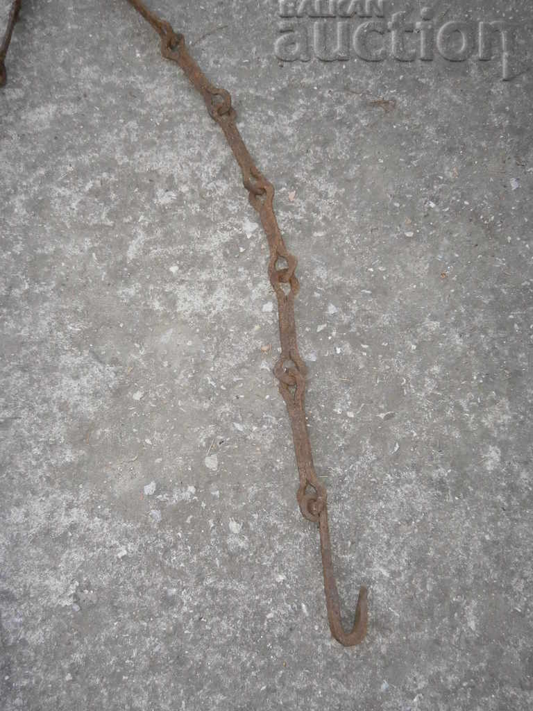 Old wrought chain with hook, hook for hearth hooks chain - 5 Old wrought chain with hook, hook for hearth hooks chain - 5