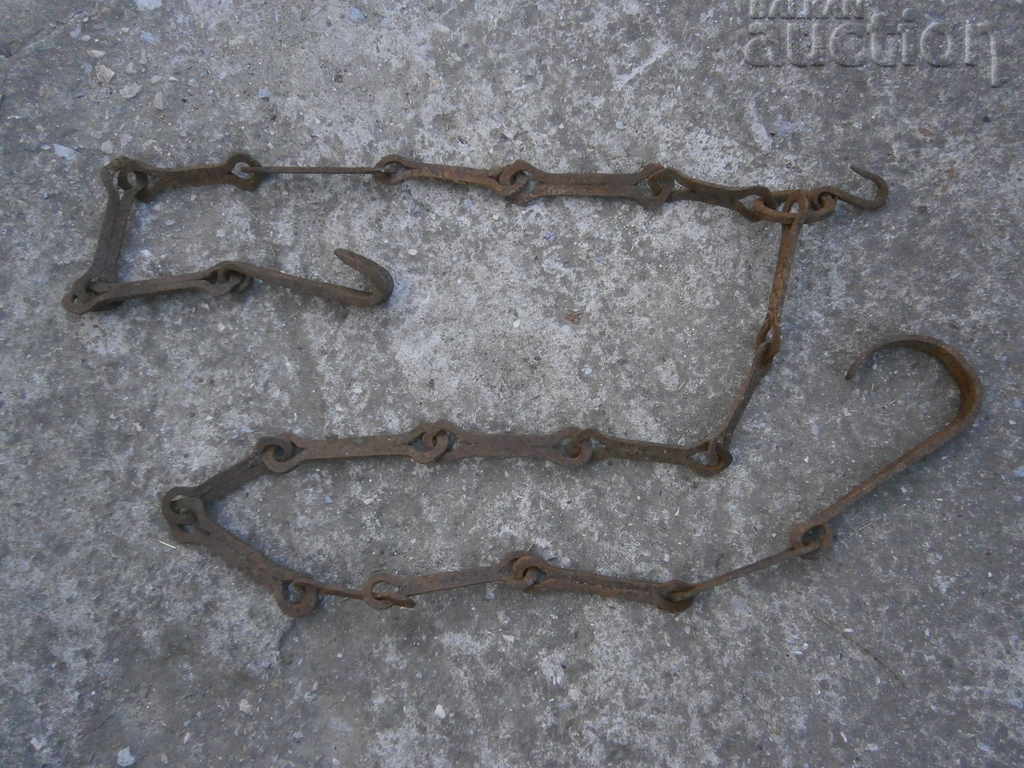 Old wrought chain with hook, hook for hearth hooks chain - 7 Old wrought chain with hook, hook for hearth hooks chain - 7
