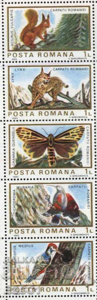 Чисти марки Фауна 1983 от Румъния