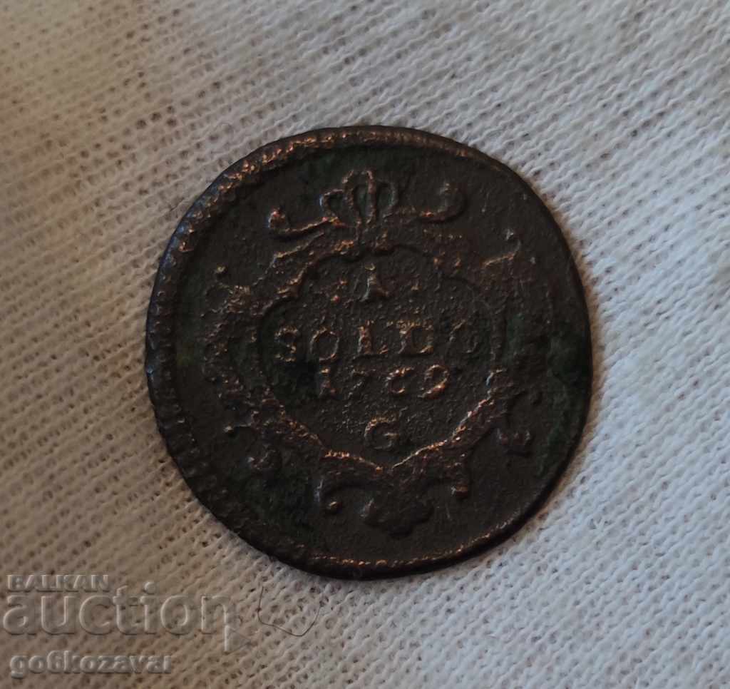 Italia Judetul Gorizia 1 Soldo 1769 Rar! K # 22 Italia Judetul Gorizia 1 Soldo 1769 Rar! K # 22