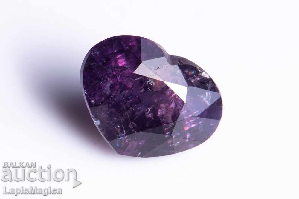 Purple untreated sapphire heart 1.87ct