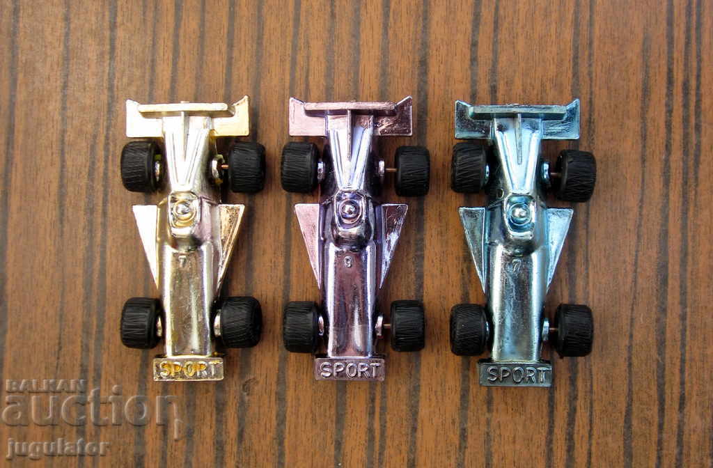 Auction old Bulgarian social toy stroller rally formula 1 three pieces Auction old Bulgarian social toy stroller rally formula 1 three pieces