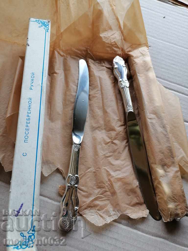 6 τεμάχια μαχαίρια χοντρό ασημένιο αχρησιμοποίητο κουτάλι της ΕΣΣΔ