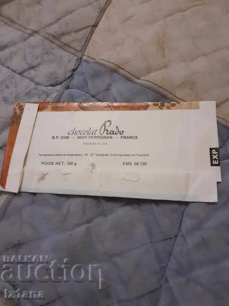 Old package of Prado chocolate with price 10.00 BGN | € 5.11