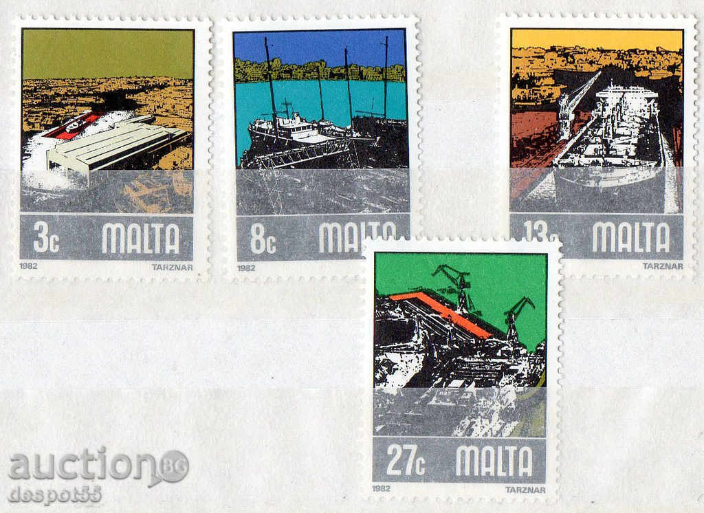 1982. Malta. Shipyards.