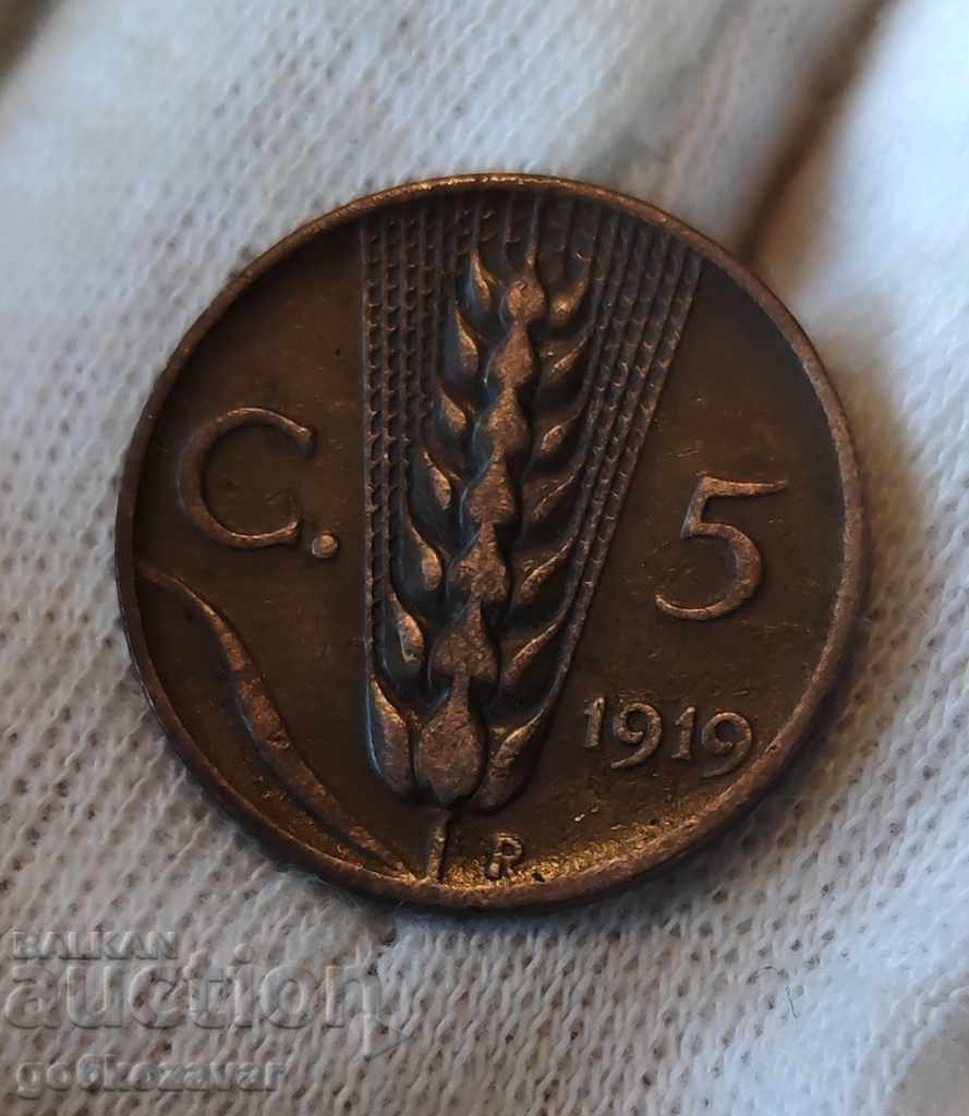 Italy 5 centzims 1919 K # 39