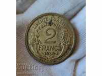Франция 2 франка 1939г К # 47