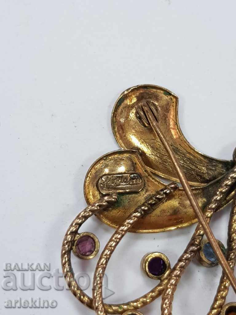 Όμορφη παλιά επιχρυσωμένη καρφίτσα με πέτρες - 5 Όμορφη παλιά επιχρυσωμένη καρφίτσα με πέτρες - 5