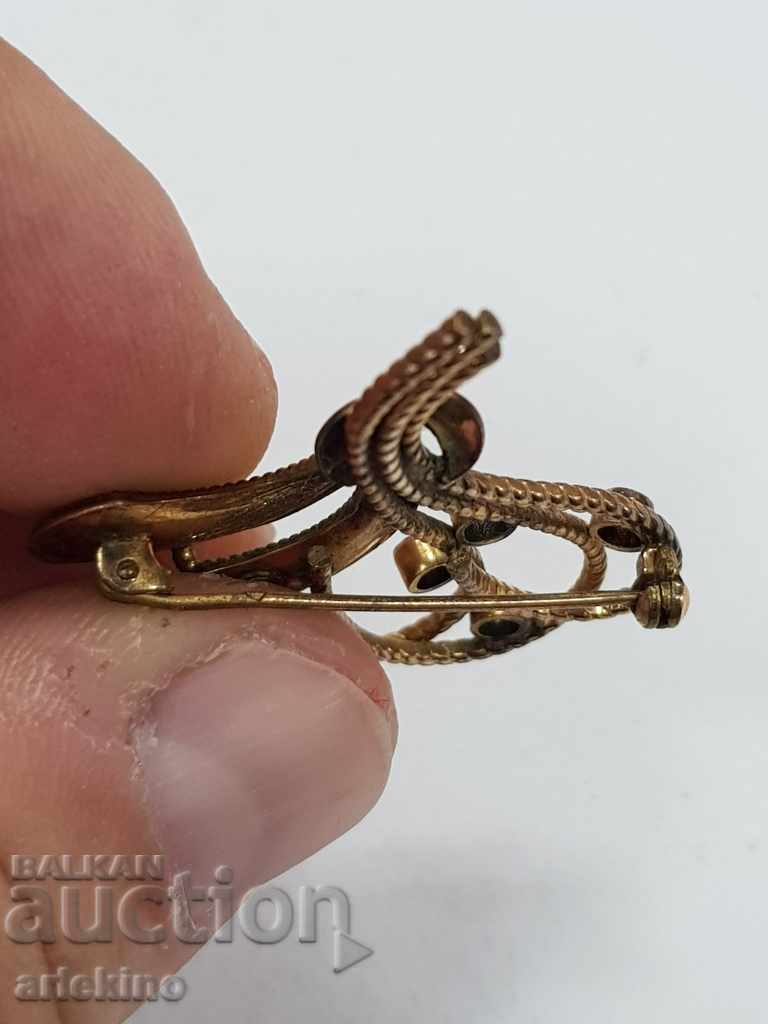 Όμορφη παλιά επιχρυσωμένη καρφίτσα με πέτρες - 6 Όμορφη παλιά επιχρυσωμένη καρφίτσα με πέτρες - 6