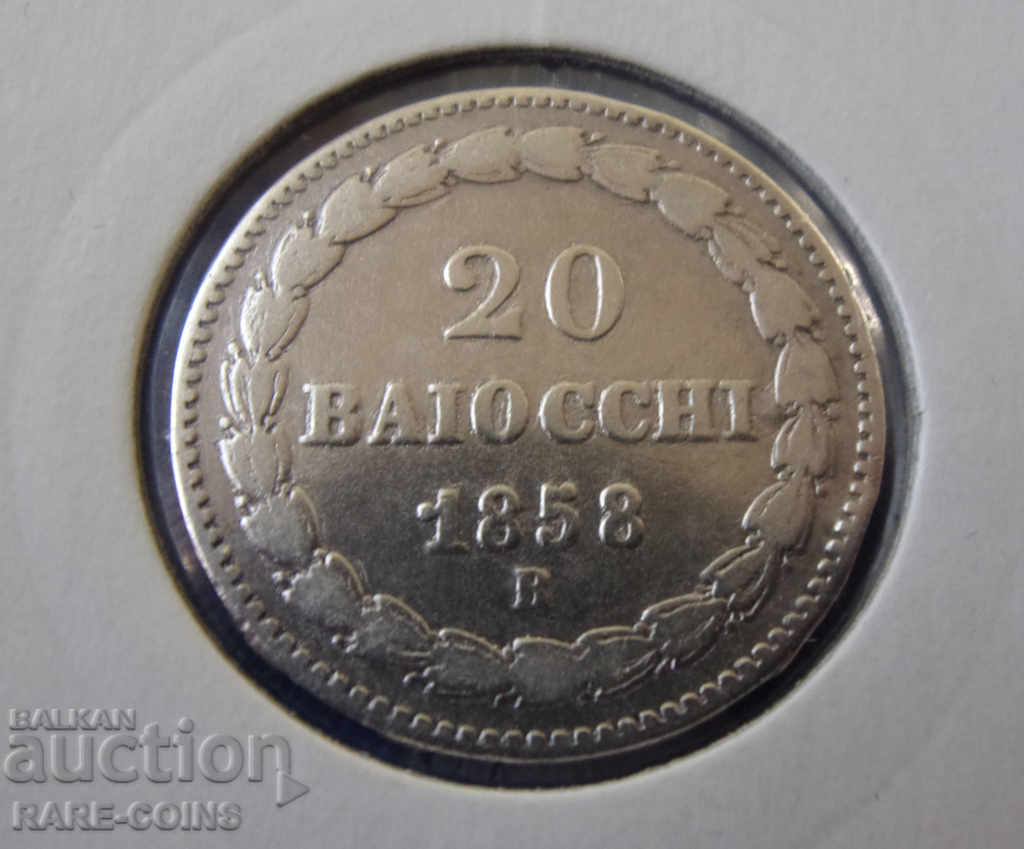 Ватикана  20  Байочи  1858  Rare Оригинал