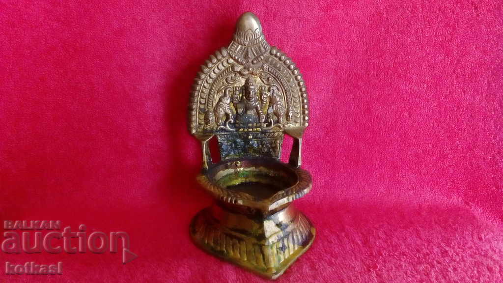 Old Metal Bronze Candlestick Buddhism Religion Faith