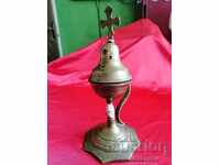 Lampă de masă din bronz vechi, arzător de tămâie