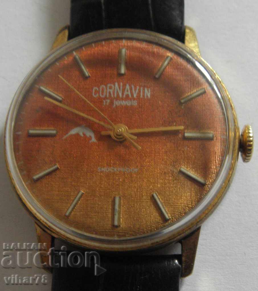 RARE MEN'S Wristwatch CORNAVIN-22 KARATA GOLD COVERED