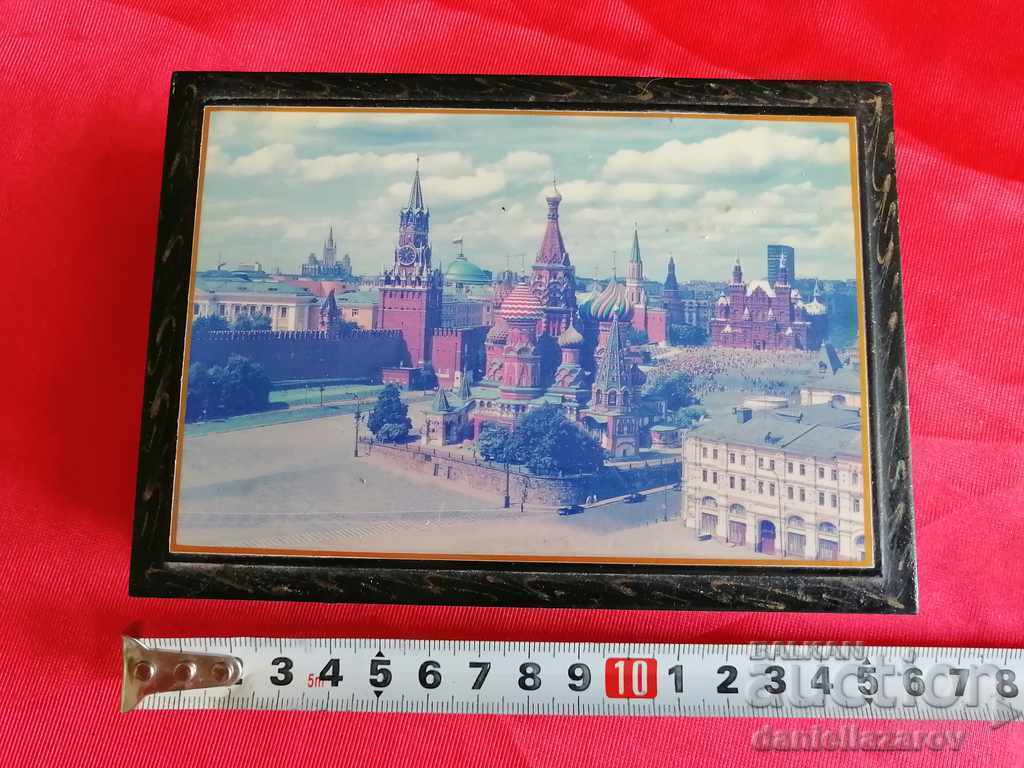 Old Russian Varnish Box KREMLIN, Moscow, USSR - 6