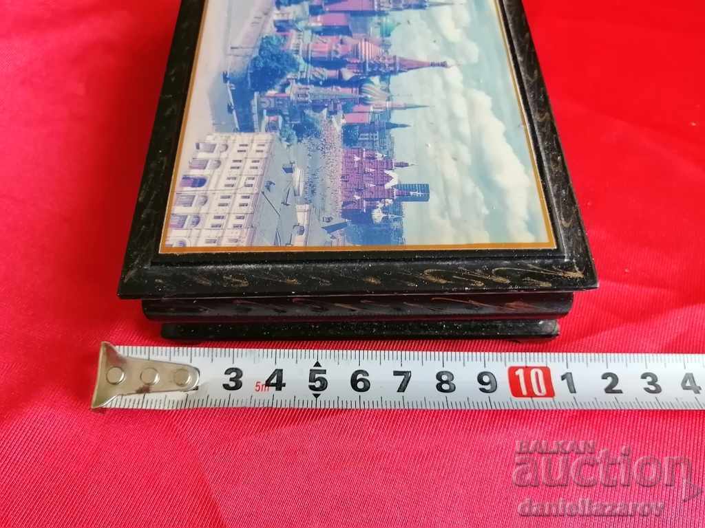 Old Russian Varnish Box KREMLIN, Moscow, USSR - 7