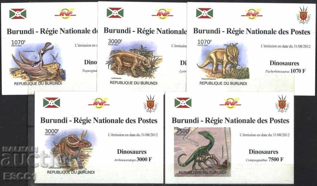 Blocuri pure neperforate Fauna Dinosaurs 2012 din Burundi