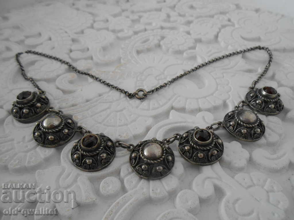 SILVER NECKLACE with NATURAL GARNET, SILVER 835, filigree with price 497.00 BGN | € 254.11 SILVER NECKLACE with NATURAL GARNET, SILVER 835, filigree with price 497.00 BGN | € 254.11