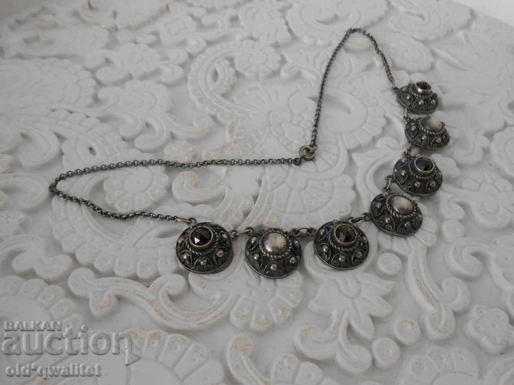 Delivery of SILVER NECKLACE with NATURAL GARNET, SILVER 835, filigree Delivery of SILVER NECKLACE with NATURAL GARNET, SILVER 835, filigree