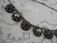 SILVER NECKLACE with NATURAL GARNET, SILVER 835, filigree