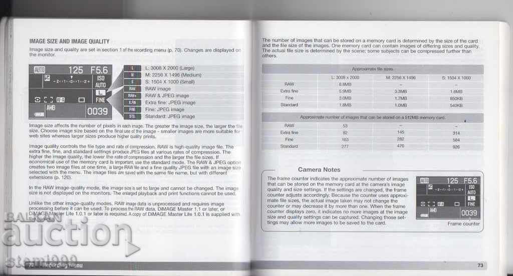 Auction Konica Minolta - Camera Instructions for use Auction Konica Minolta - Camera Instructions for use
