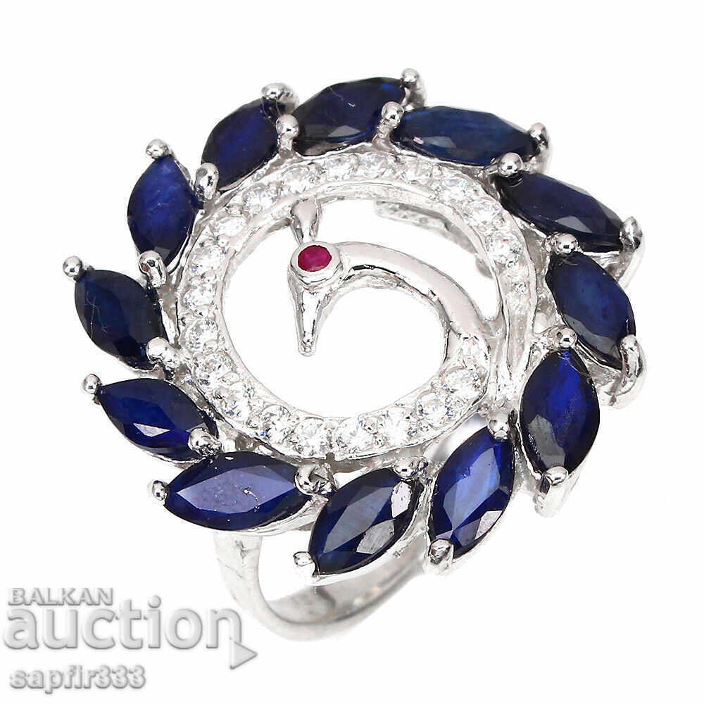 LUXURY DESIGNER RING WITH NATURAL SAPPHIERS "Peacock" with price 437.00 BGN | € 223.43 LUXURY DESIGNER RING WITH NATURAL SAPPHIERS "Peacock" with price 437.00 BGN | € 223.43