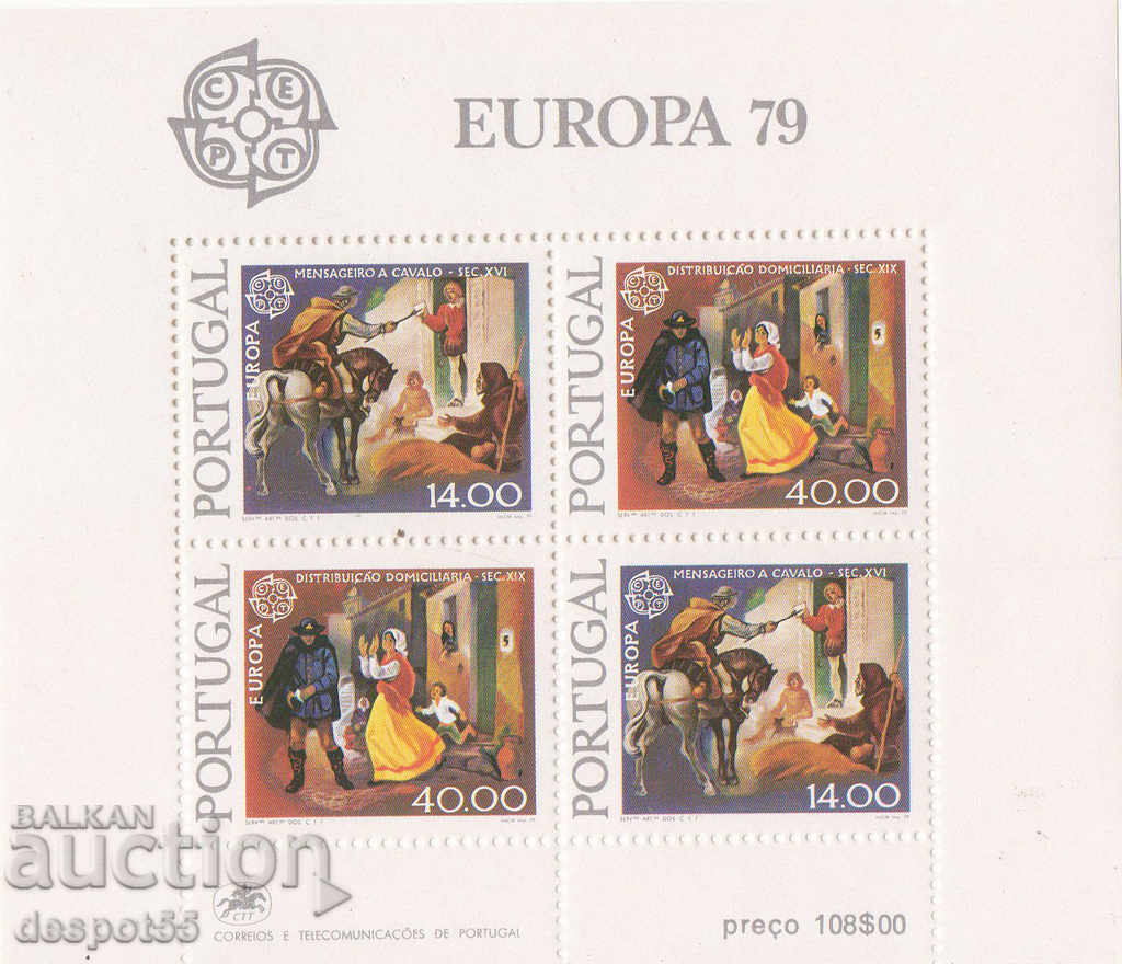 1979. Portugalia. Europa - Poștă și comunicare. Bloc.