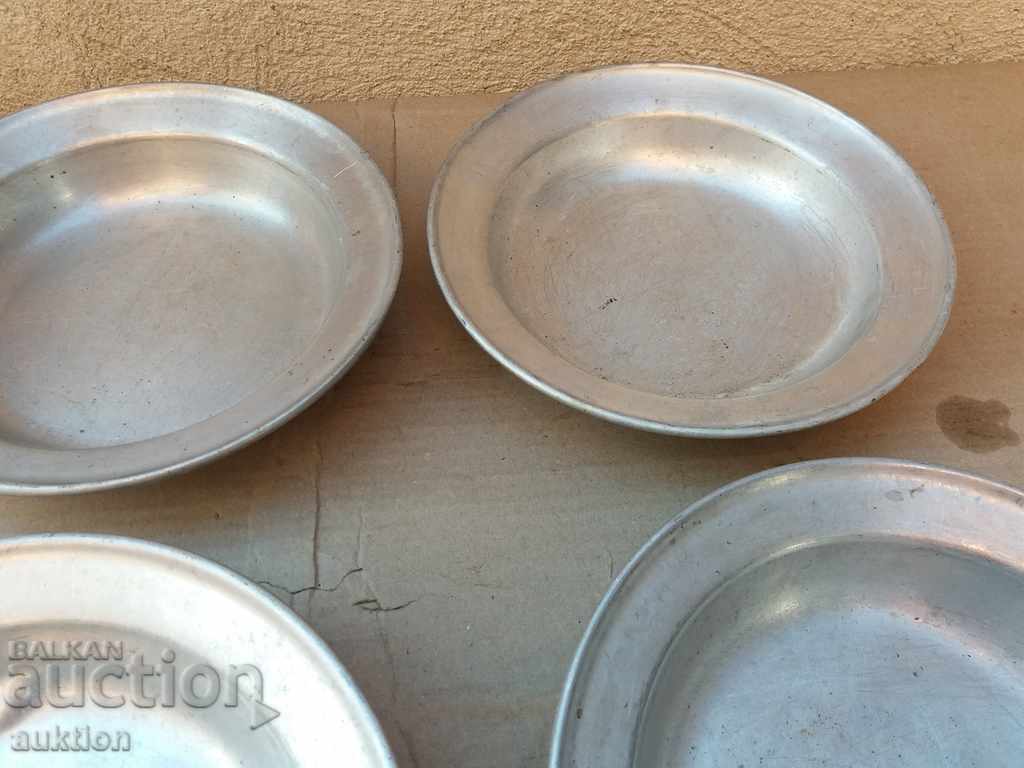 Auction SET OF 4 ALUMINUM MILITARY PLATES WITH MARKING Auction SET OF 4 ALUMINUM MILITARY PLATES WITH MARKING