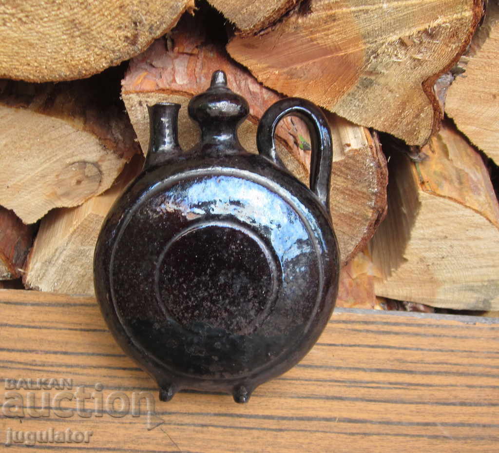 ancient Bulgarian Revival ceramic pot pavur for brandy