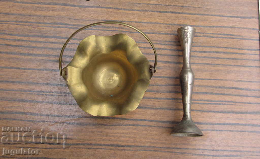 Auction lot of old bronze interior items chocolates and candlestick Auction lot of old bronze interior items chocolates and candlestick