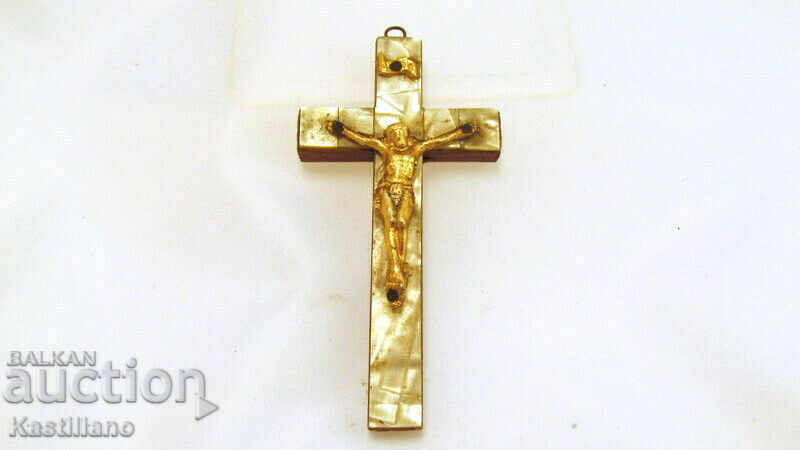 Cross of mother of pearl, bible, gospel, icon, chandeliers, Jerusalem