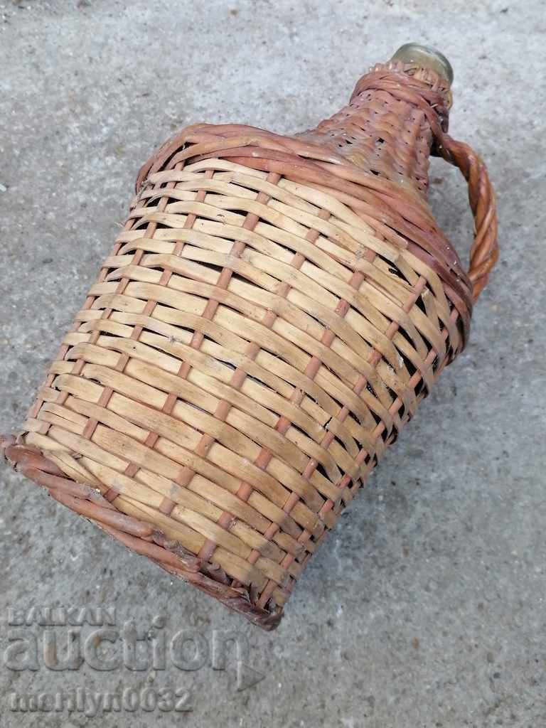 Veche damigeană împletită, butelie, sticlă - 5