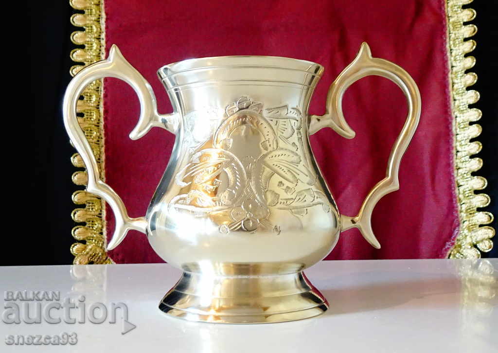 English bronze sugar bowl, cup, baroque English bronze sugar bowl, cup, baroque