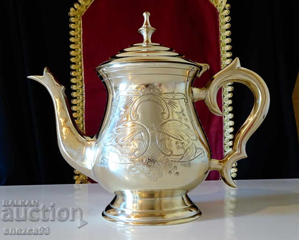 English teapot, jug, nickel silver, marking.