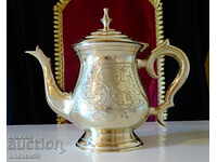 English teapot, jug, nickel silver, marking.