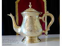 English teapot, jug, nickel silver, marking.