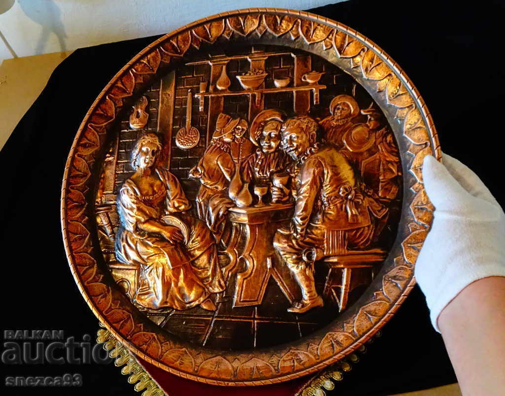 Relief copper painting, copper panel 40 cm.