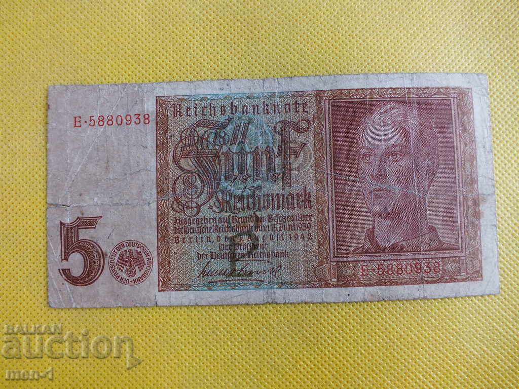 5 марки Германия 1942г.