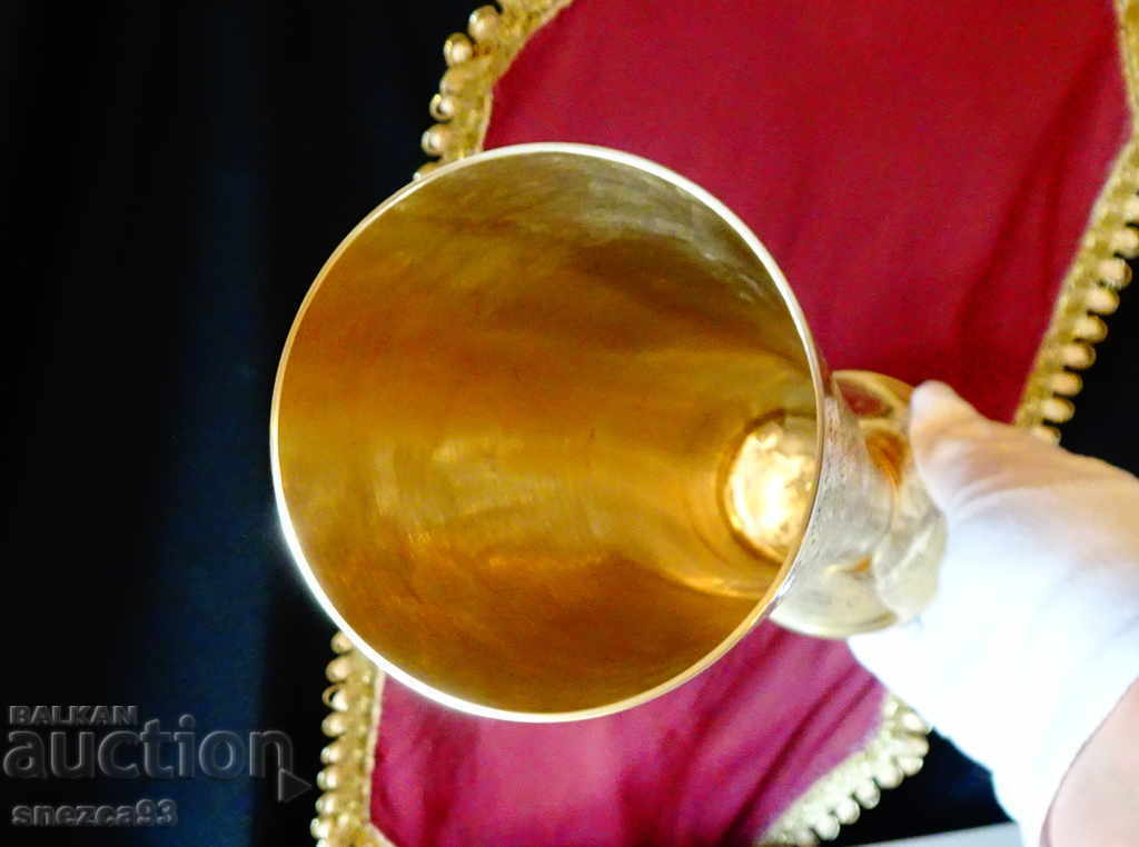 Auction  Bronze goblet, wine decanter, British India, marked.