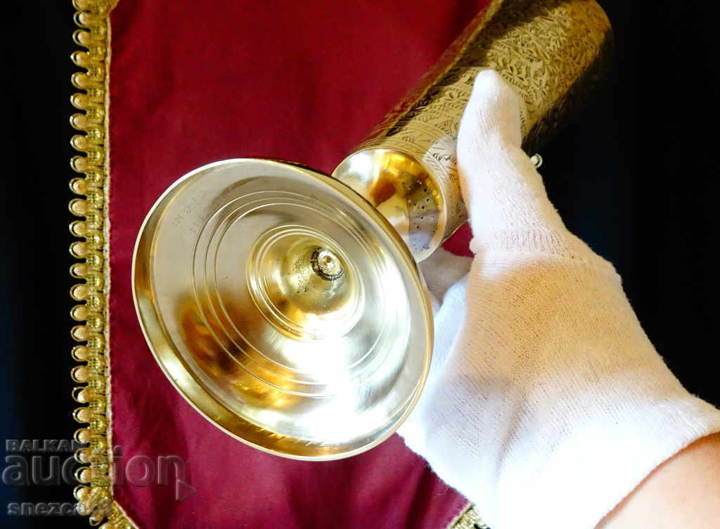 Bronze goblet, wine decanter, British India, marked. - 5