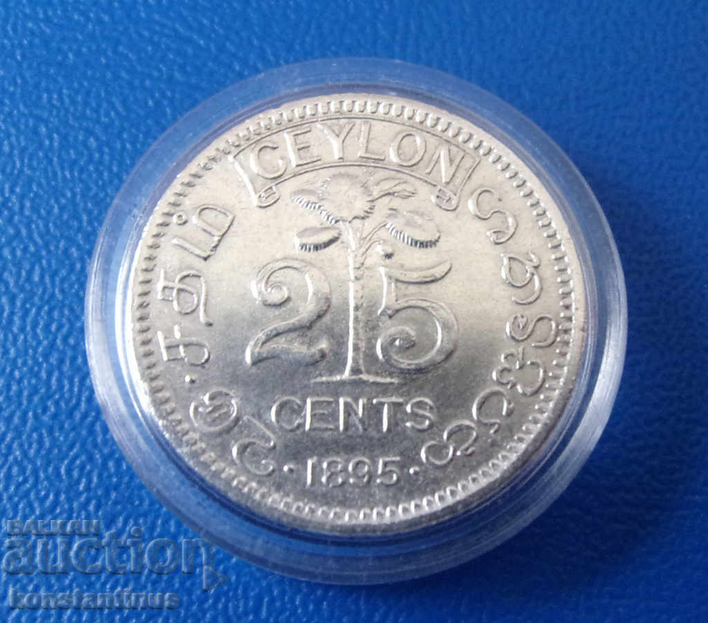 Ceylon 25 Cent 1895 Rare